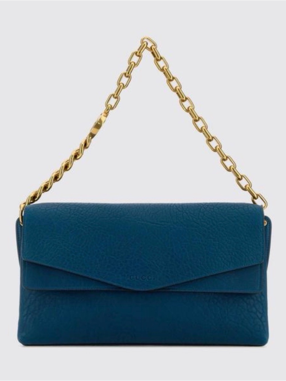 GUCCI leather Chain link double flap NWT Petrol blue Cosmogonie collection 2023